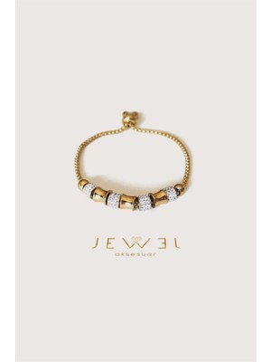 Jewel P. Dört Taşlı Gold Altın Kaplama Bileklik
