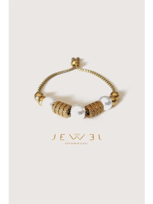 Jewel Incili Asansör Gold Altın Kaplama Bileklik