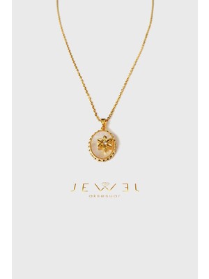 Jewel Işıltılı Zambak Model Gold Altın Kaplama Kolye