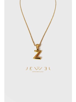Jewel Z Harfi Büyük Gold Altın Kaplama Kolye