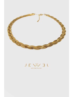 Jewel Italyan Örgü Model Gold Altın Kaplama Kolye