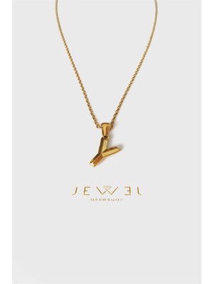 Jewel Y Harfi Büyük Gold Altın Kaplama Kolye
