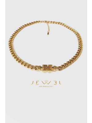 Jewel K Model Kalın Zincir Gold Altın Kaplama Kolye