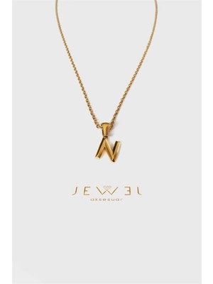 Jewel N Harfi Büyük Gold Altın Kaplama Kolye