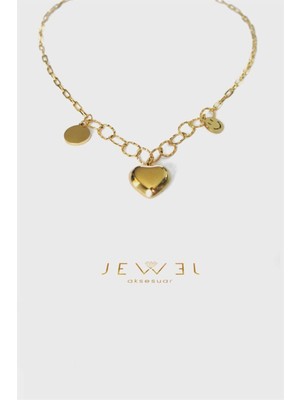 Jewel Emoji ve Kalp Gold Altın Kaplama Kolye