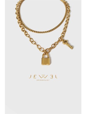 Jewel Kalbimin Anahtarı Gold Altın Kaplama Kolye