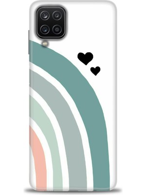 gmotp Samsung Galaxy M12 Kılıf Hd Baskılı - Gökkuşağı ve Kalpler