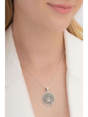 Osmanlı Gümüş Çift Taraflı Nazar Duası ve Kitmir Gümüş Kolye Zincir