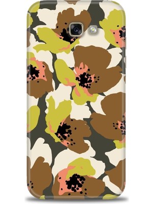 gmotp Samsung Galaxy A7 2017 / A720 Kılıf Hd Baskılı - Yeşil Kahve Çiçekler
