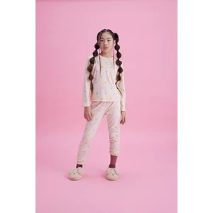 Kız Çocuk Termal Soft Pembe Kalpli Pijama Takımı