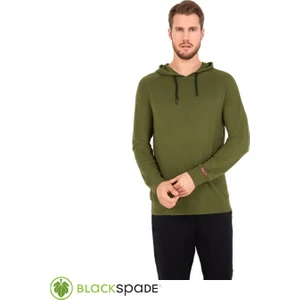 BLACKSPADE 7468 ERKEK KAPÜŞONLU YEŞİL THERMAL SWEATSHİRT