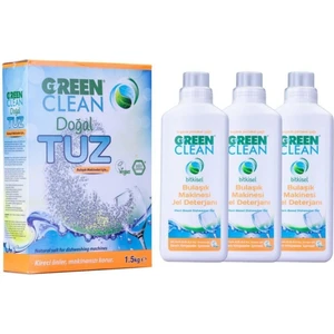 U Green Clean Green Clean Bulaşık Makinesi Jel Deterjan 1000 ml x 3 Adet ve Makine Tuzu 1,5 kg