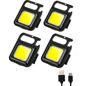 4 Adet Mini LED Flashlight Feneri Anahtarlık Çok Fonksiyonlu USB Şarjlı XLF1501