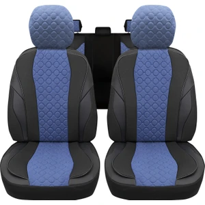 Vıp Serisi - Mitsubishi Eclipse Cross ile Uyumlu Oto Koltuk Kılıfı, Tay Tüyü-Deri / Mavi*siyah*siyah
