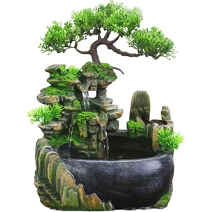 Yaratıcı Kapalı Simülasyon Reçine Döşeli Şelale Heykeli Feng Shui Su Çeşmesi Ev Bahçe El Sanatları-Abd Plug-A (Yurt Dışından)