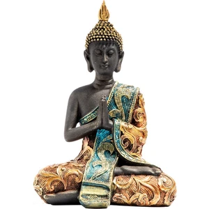 Buda Heykeli Tayland Heykel Reçine El Yapımı Budizm Hindu Feng Shui Heykelcik Meditasyon Ev Dekor Süsleme (Yurt Dışından)
