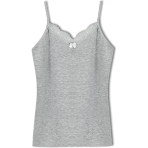 Hnx Pamuklu Yakası Dantel Ince Askılı Kadın Atlet Gri