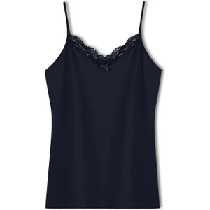 Hnx Pamuklu Yakası Dantel Ince Askılı Kadın Atlet Lacivert