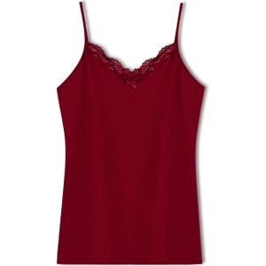 Hnx Pamuklu Yakası Dantel Ince Askılı Kadın Atlet Bordo