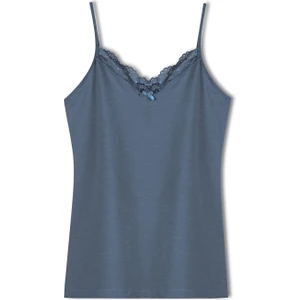 Hnx Pamuklu Yakası Dantel Ince Askılı Kadın Atlet Denim