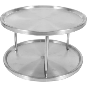 Baharat Rafı Paslanmaz Çelik Organizatör Tepsi 360 Derece Döner Tabla Dönen 2 Standı Yemek Masası Mutfak Tezgahları Dolapları (Yurt Dışından)