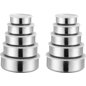 Decisive 10 Adet Paslanmaz Çelik Gıda Kabı Mühürlü Sebzelik Depolama Yemek Kabı Kapaklı Kaseler Gıda Saklama Kutusu Yemek Kabı Kase (Yurt Dışından)