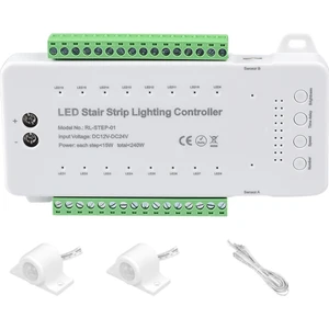 Merdiven LED Hareket Sensörü Denetleyici DC12V 24 V 16 Kanal Kapalı Pır Gece Lambası Merdiven Esnek Şerit Için Dimmer (A) (Yurt Dışından)