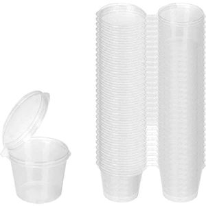 100 Parça Kapaklı Küçük Plastik Kaplar, 25ML Küçük Sos Kapları Plastik Kaplar Sos Dipleri Salatalar Için Jöle Kapları (Yurt Dışından)