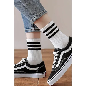 4'lü Unisex Siyah Çizgili Pamuklu Kısa Konç Çorap