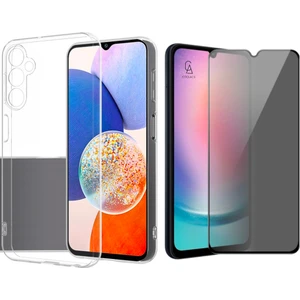 Samsung Galaxy A24 Ile Uyumlu Soft Yumuşak Telefon Kılıfı ve Hayalet Privacy Ekran Koruyucu Seti