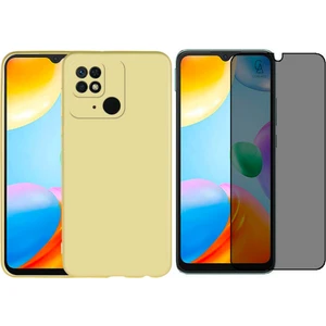 Xiaomi Redmi 10C Ile Uyumlu Soft Yumuşak Telefon Kılıfı ve Hayalet Privacy Ekran Koruyucu Seti