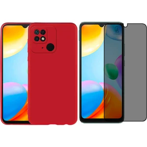 Xiaomi Redmi 10C Ile Uyumlu Soft Yumuşak Telefon Kılıfı ve Hayalet Privacy Ekran Koruyucu Seti
