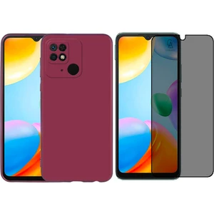 Xiaomi Redmi 10C Ile Uyumlu Soft Yumuşak Telefon Kılıfı ve Hayalet Privacy Ekran Koruyucu Seti
