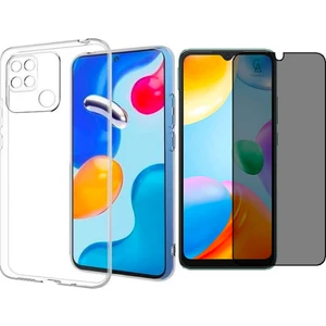 Xiaomi Redmi 10C Ile Uyumlu Soft Yumuşak Telefon Kılıfı ve Hayalet Privacy Ekran Koruyucu Seti