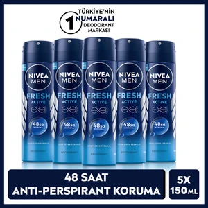 Men Fresh Active Erkek Sprey Deodorant 150 ml X5 Adet,48 Saat Deodorant Koruması