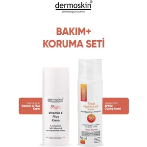 Güneş Koruma Seti | Face Protection Güneş Kremi SPF 50+ | Be Bright Vitamin C Plus Krem | 50+33 ml