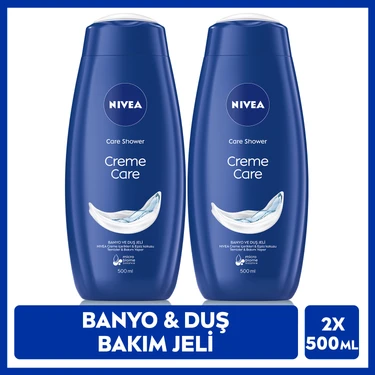 NIVEA Creme Care Banyo ve Duş Jeli 500 m x2 Adet, Vücut Nemlendirme ve Eşsiz