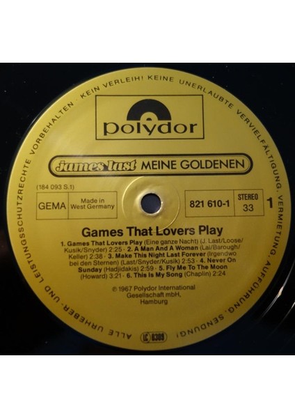 James Last – Games That Lovers Play Pop Vinly Plak Alithestereo