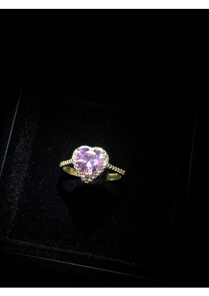 Swarovski Taşlı Pembe Renkli Kalpli 925 Ayar Gümüş Sevgiliye,anneye,arkadaşa Yüzük fiyatları