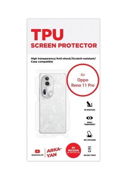 Oppo Reno 11 Pro Arka ve Yan Koruyucu Tpu Film fiyatları