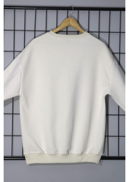 Baskısız Ekru Unisex Sweatshirt modelleri