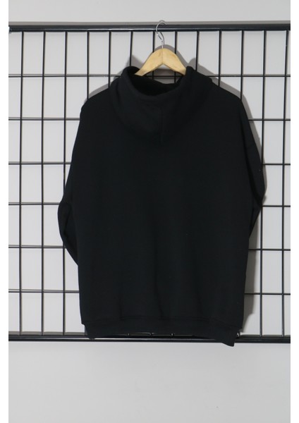 Baskısız Siyah Kapüşonlu Unisex Sweatshirt fırsatları