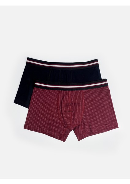 2'li Pamuklu Likralı Siyah Bordo Erkek Boxer modelleri