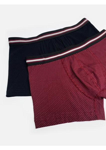 2'li Pamuklu Likralı Siyah Bordo Erkek Boxer fırsatları