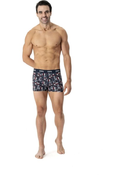 80509 Erkek Pamuklu 3'lü Boxer-Saks-lacivert-baskılı indirimleri
