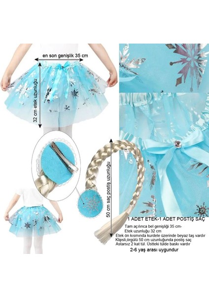 Etekli Postiş Saçlı Kostüm Seti 2 Parça 2-6 Yaş Arası fiyatları