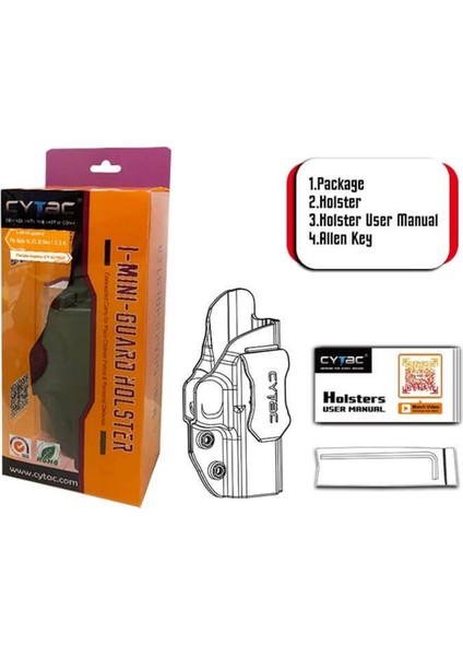 Cytac Mini Guard Tabanca Kılıfı -GLOCK19,23,32,...