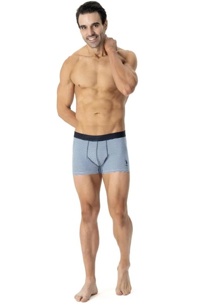 80504 Erkek Pamuklu 3'lü Boxer-Saks-lacivert-baskılı indirimleri