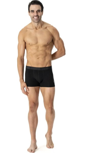 80518 Erkek Pamuklu 3'lü Boxer-Saks-antrasit-siyah