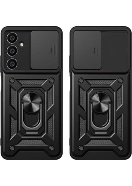 Samsung Galaxy A05S Kılıf Sert Silikon Tank Aramid Sürgülü Vega Yüzüklü Kırmızı